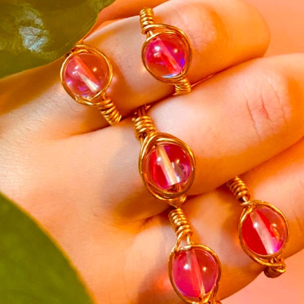 Pink glass ring